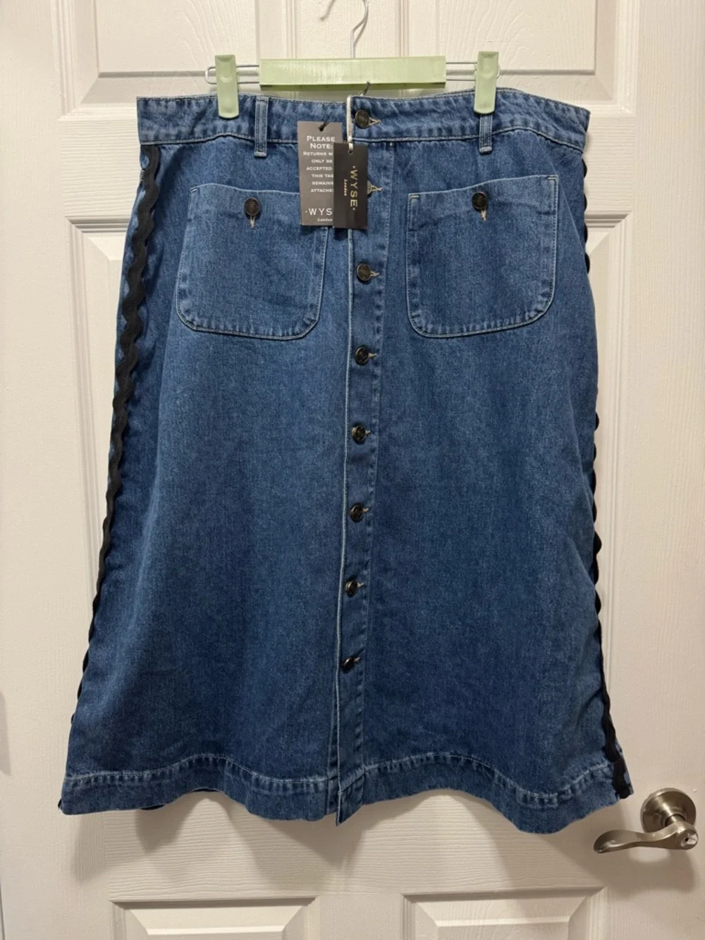 NWT WYSE London Ric Rac Denim Skirt Midi Size 33